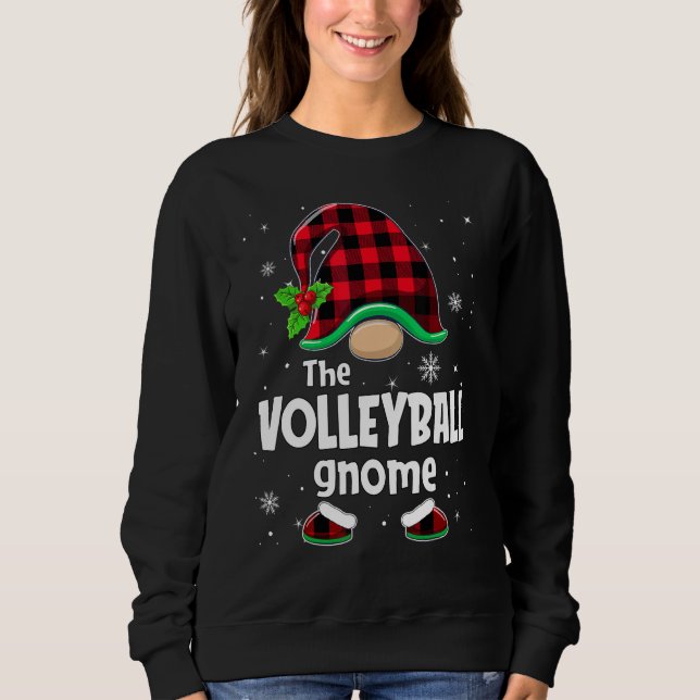 Volleyball Gnome Buffalo Plaid Christmas Matching  Sweatshirt (Front)