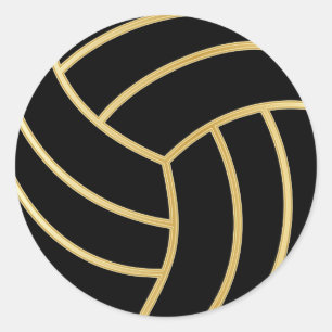 Volleyball   Gold with DIY Background Colour Classic Round Sticker