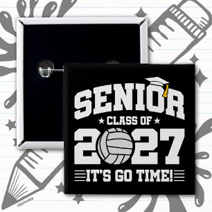 Volleyball Graduation Go Time Senior Class of 2027 15 Cm Square Badge