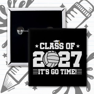 Volleyball Graduation Go Time Senior Class of 2027 15 Cm Square Badge