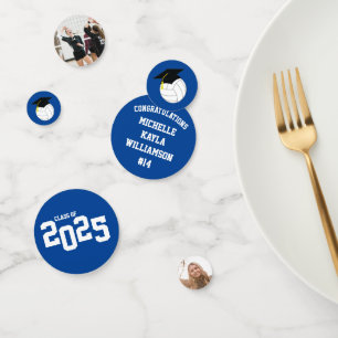 Volleyball Graduation Sports Blue Confetti