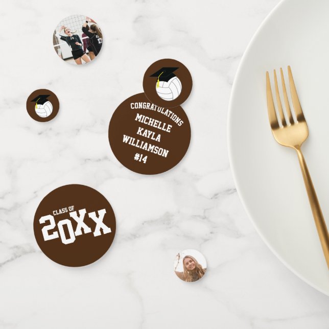 Volleyball Graduation Sports Brown Confetti (Group)