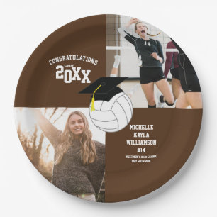 Volleyball Graduation Sports Brown Paper Plate