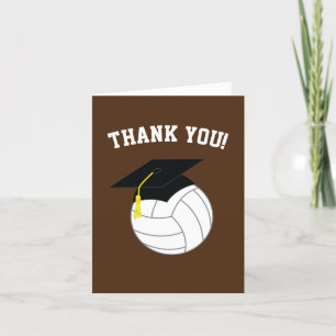 Volleyball Graduation Sports Brown Thank You Card
