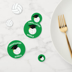 Volleyball Graduation Sports Green Confetti