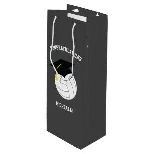 Volleyball Graduation Sports Grey Wine Gift Bag