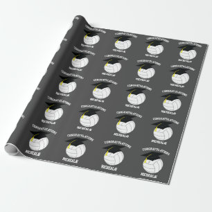 Volleyball Graduation Sports Grey Wrapping Paper