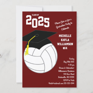 Volleyball Graduation Sports Maroon Invitation