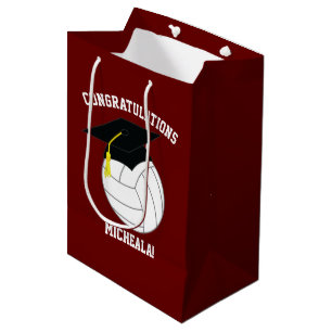 Volleyball Graduation Sports Maroon Medium Gift Bag