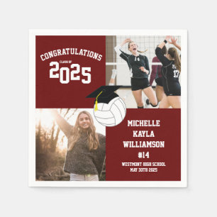 Volleyball Graduation Sports Maroon Napkin