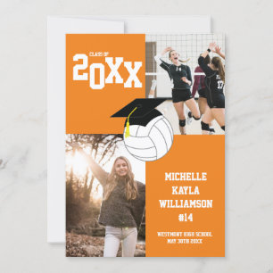 Volleyball Graduation Sports Orange Announcement