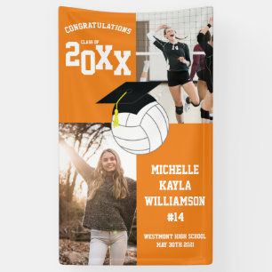 Volleyball Graduation Sports Orange Banner