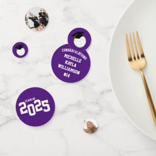 Volleyball Graduation Sports Purple Confetti