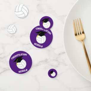 Volleyball Graduation Sports Purple Confetti