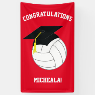 Volleyball Graduation Sports Red Banner