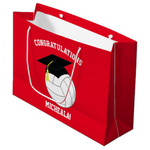 Volleyball Graduation Sports Red Large Gift Bag