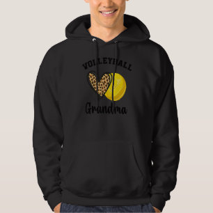 Volleyball Grandma Leopard Heart Sports Players Mo Hoodie
