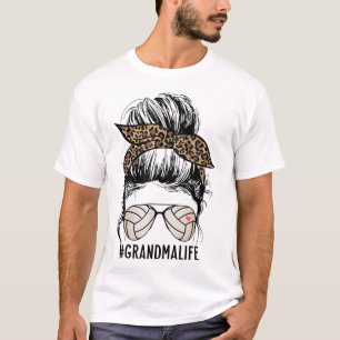 Volleyball Grandma Life Messy Bun Funny Grandma Mo T-Shirt