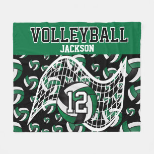 Volleyball - Green, Black and White Fleece Blanket