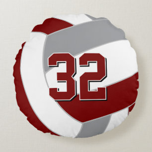 volleyball happy place maroon grey ANY team colour Round Cushion