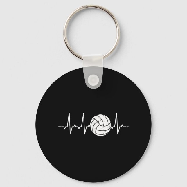 Volleyball Heartbeat Cute Fun  Key Ring (Front)