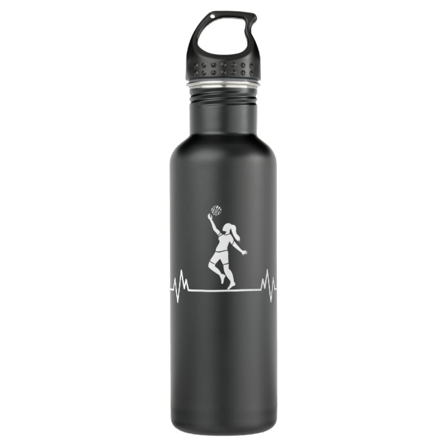 Volleyball Heartbeat Funny Volleyball Sport Gift 710 Ml Water Bottle (Front)