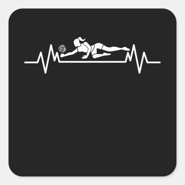 Volleyball Heartbeat Funny Volleyball Sport Gift Square Sticker (Front)