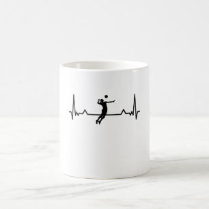 Volleyball Heartbeat Line Funny Gifts Coffee Mug