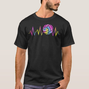 Volleyball Heartbeat Tie Dey for Funny Volleyball T-Shirt