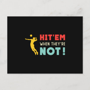 Volleyball Hit'em When They're Not Retro Player Postcard
