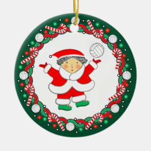 Volleyball Holiday Gift Ceramic Ornament