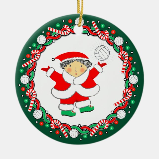 Volleyball Holiday Gift Ceramic Ornament (Front)