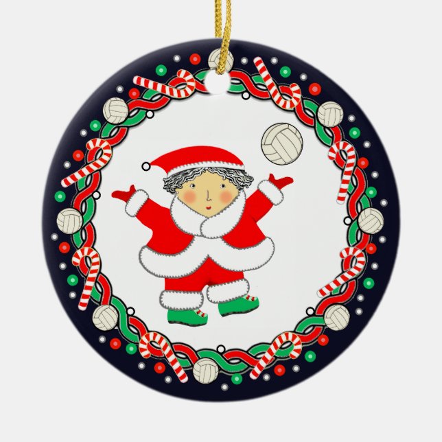 Volleyball Holiday Gift Ceramic Ornament (Front)