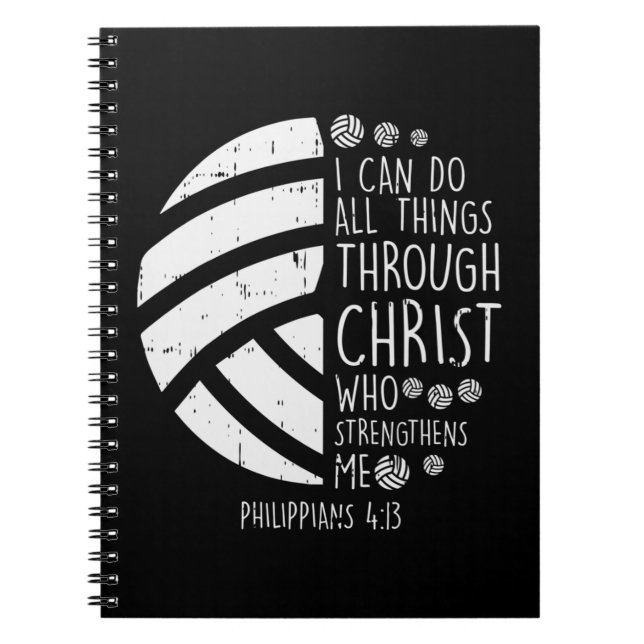 Volleyball i can do things Bible Verse God Jesus G Notebook (Front)