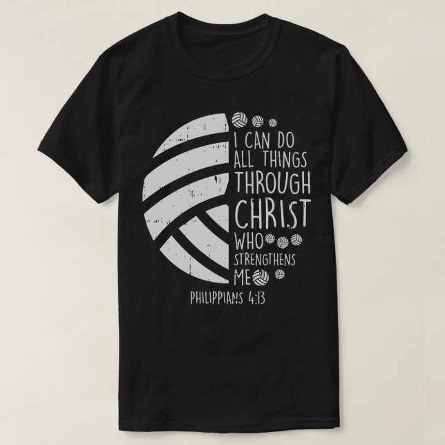 Volleyball i can do things Bible Verse God Jesus G T-Shirt (Design Front)