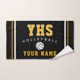 Volleyball Icon, Custom Name & School, Team Gift H Hand Towel