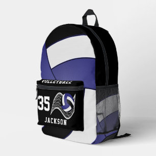 Volleyball in Dark Blue, White and Black Printed Backpack