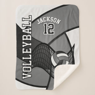 Volleyball 🏐 in Grey, Black and White Sherpa Blanket