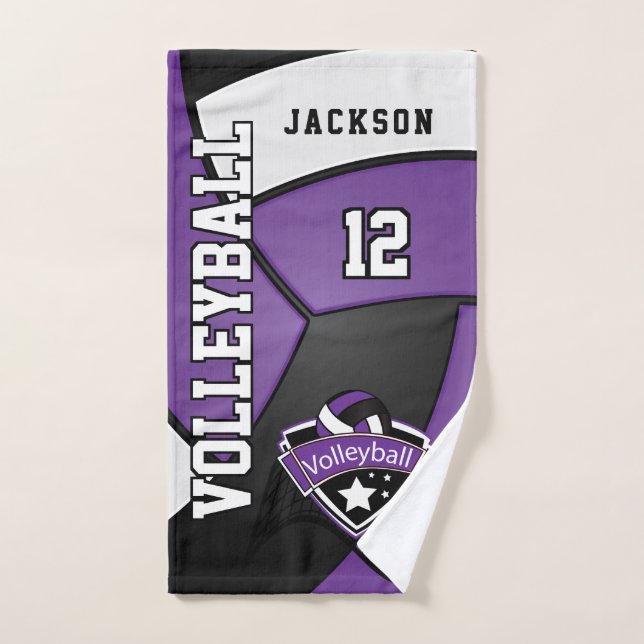 Volleyball in Purple, Black and White Hand Towel (Hand Towel)