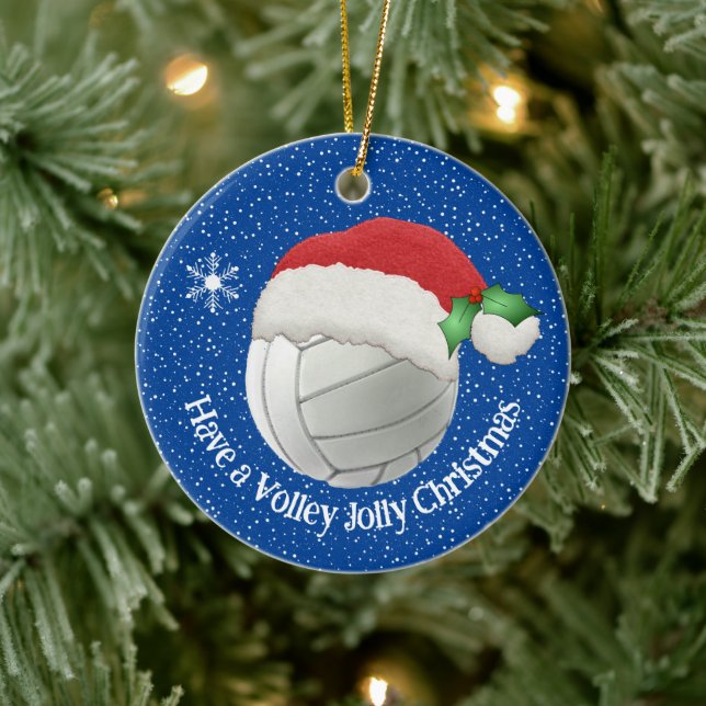 Volleyball in Santa Hat Design Ornament (Tree)