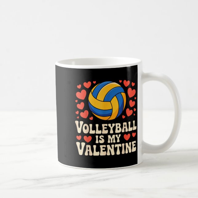 Volleyball Is My Valentine Romantic Valentines Day Coffee Mug (Right)