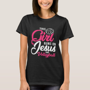 Volleyball Jesus Christian Sports Faith Girl T-Shirt