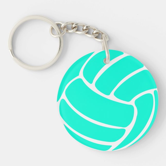 Volleyball Keychain w/Name Turquoise (Front)