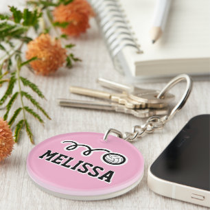 Volleyball keychain with custom name and color