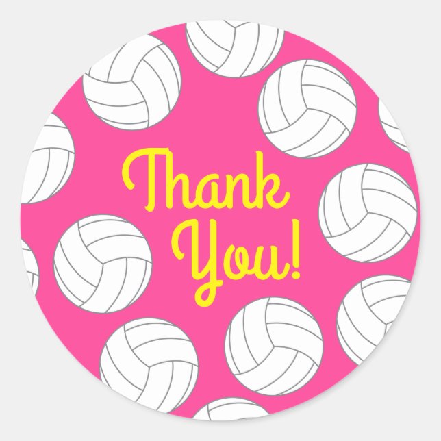 Volleyball Kids Birthday Party Sports Classic Round Sticker (Front)