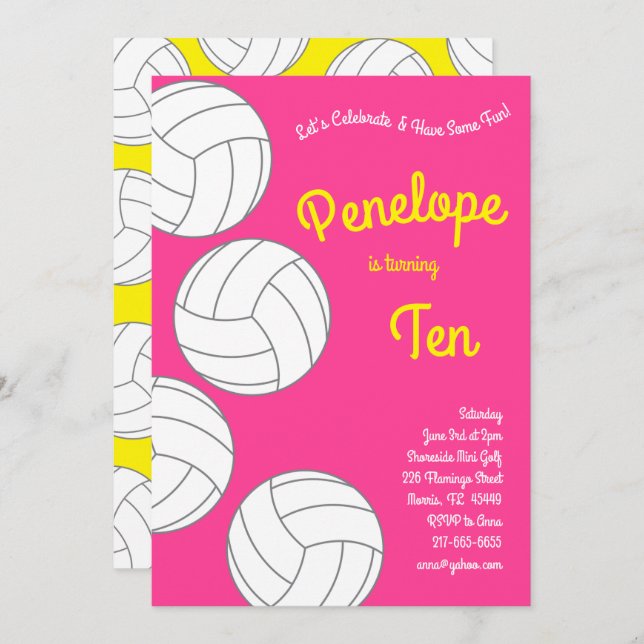 Volleyball Kids Birthday Party Sports Invitation (Front/Back)