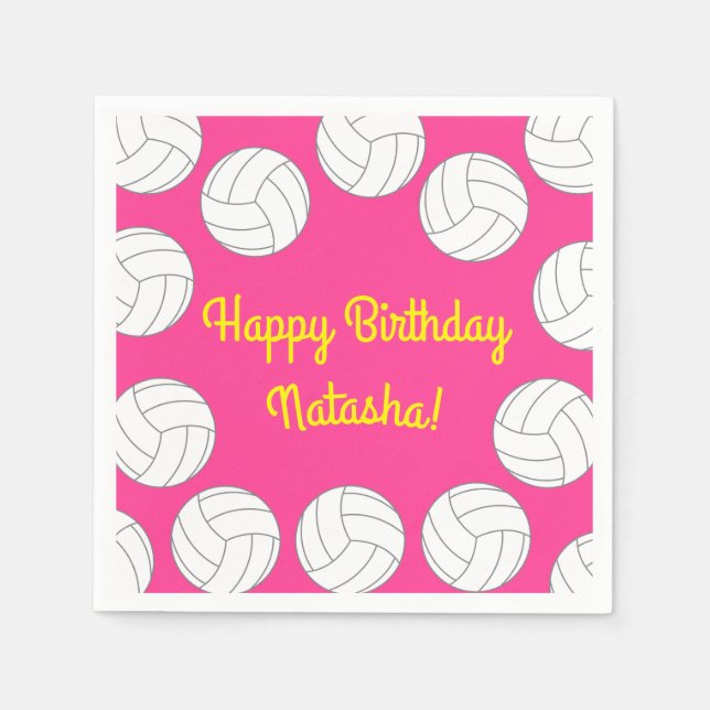 Volleyball Kids Birthday Party Sports Napkin (Front)