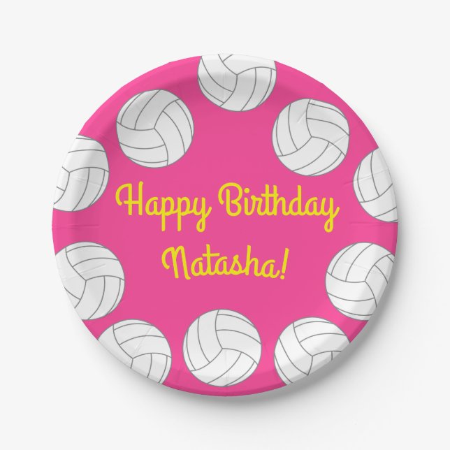 Volleyball Kids Birthday Party Sports Paper Plate (Front)