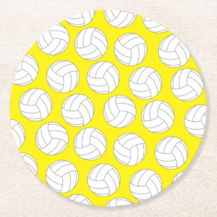 Volleyball Kids Birthday Party Sports Round Paper Coaster