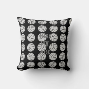 Volleyball Kiss my ace black and whiteThrow Pillow
